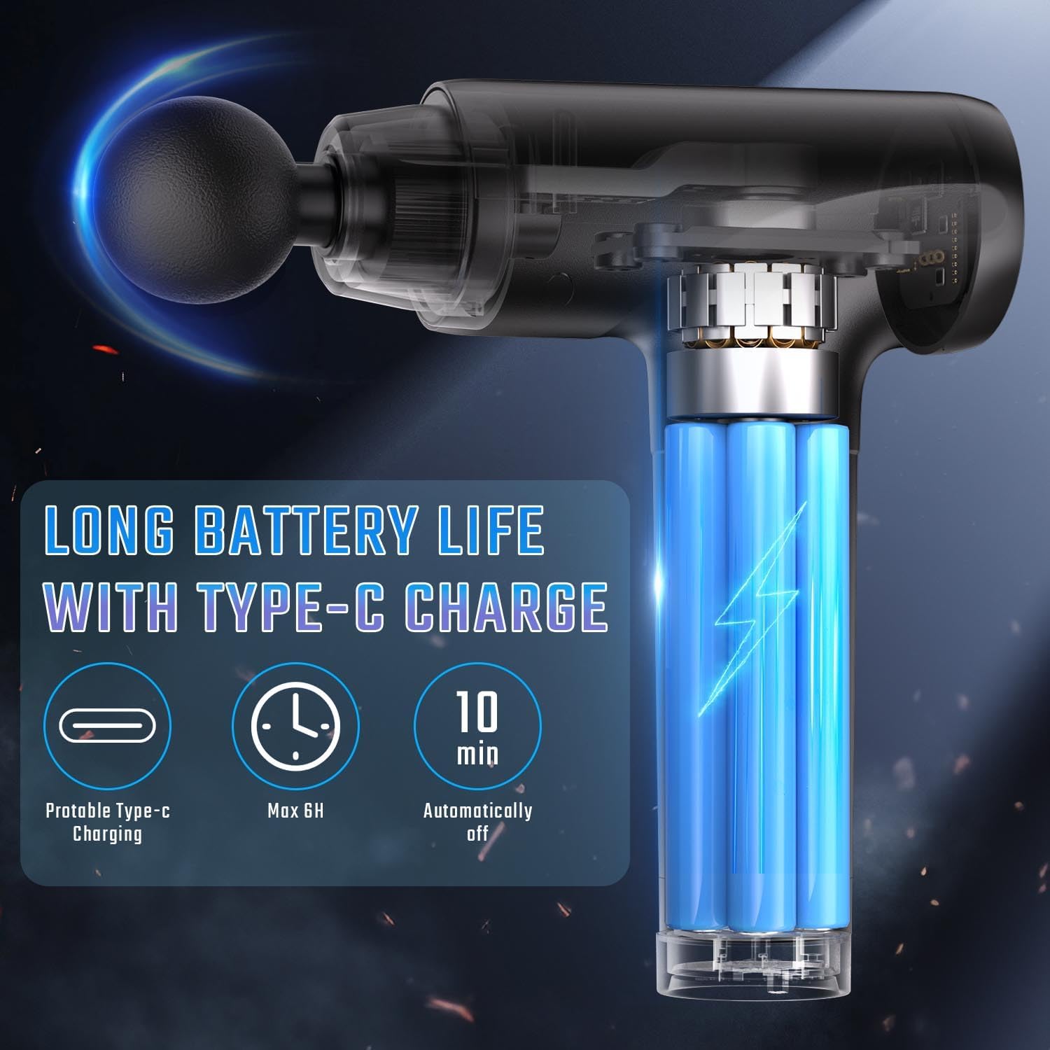 Massage Gun Deep Tissue, Muscle Massage Gun with 9 Attachment Heads 20 Speeds & Silent Brushless Motor for Pain Relief, Handheld Percussion Back